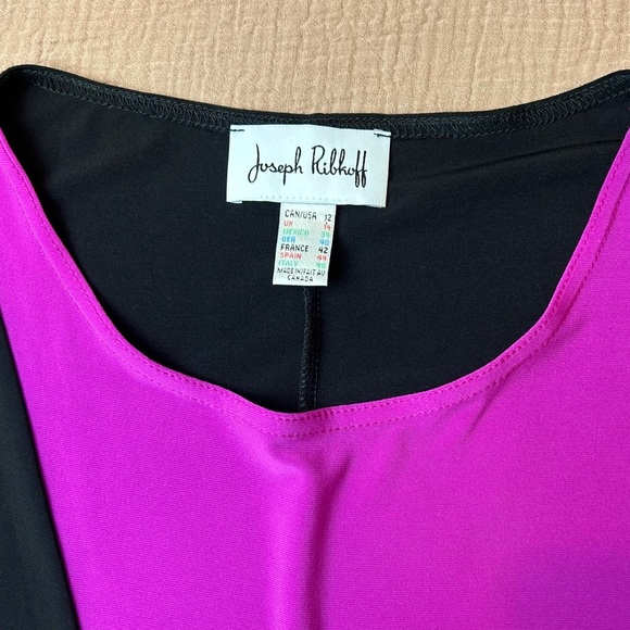 Joseph Ribkoff Asymmetrical Black and Fuchsia Sleeveless Flirt Tunic, size 12 - Picture 6 of 9